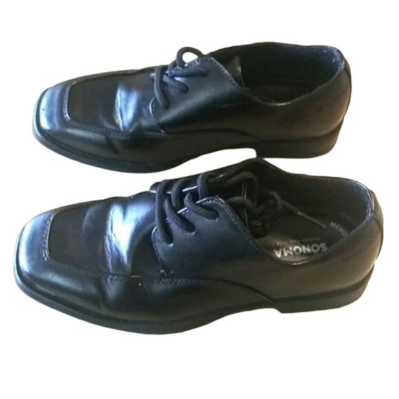 Sonoma Boys Black Leather Lace-Up Dress Shoes Size 2 - Picture 3 of 8